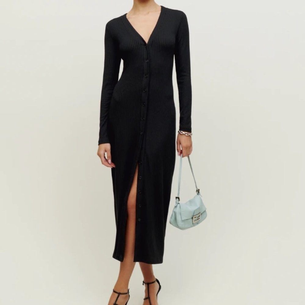 Reformation Ricky Knit Dress - XL Black